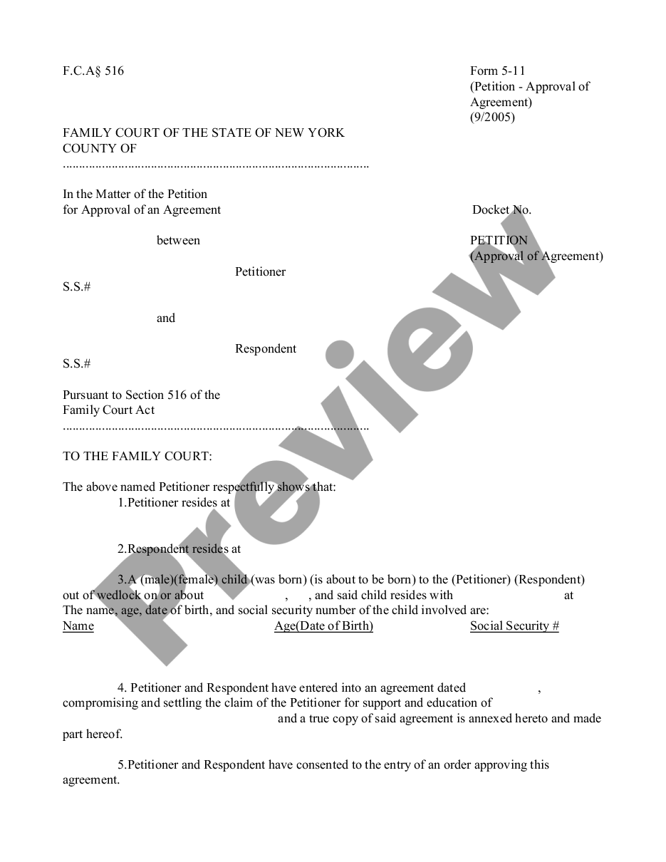 form Petition - Approval of Agreement preview