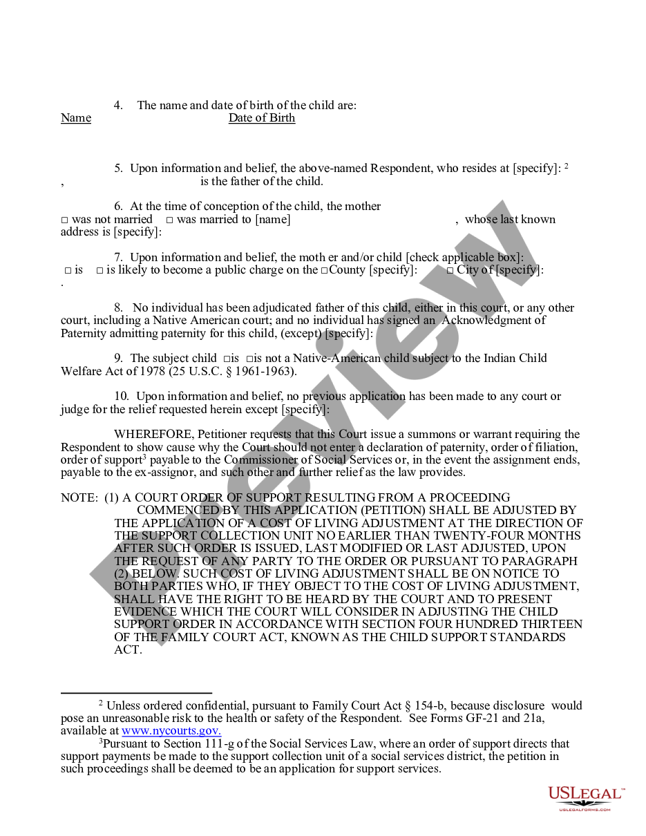 page 1 Paternity Petition - Social Services Official preview