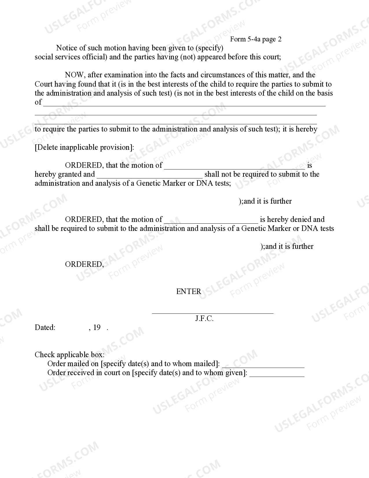 Preview Order On Motion To Challenge Genetic Marker Or DNA Testing Directive