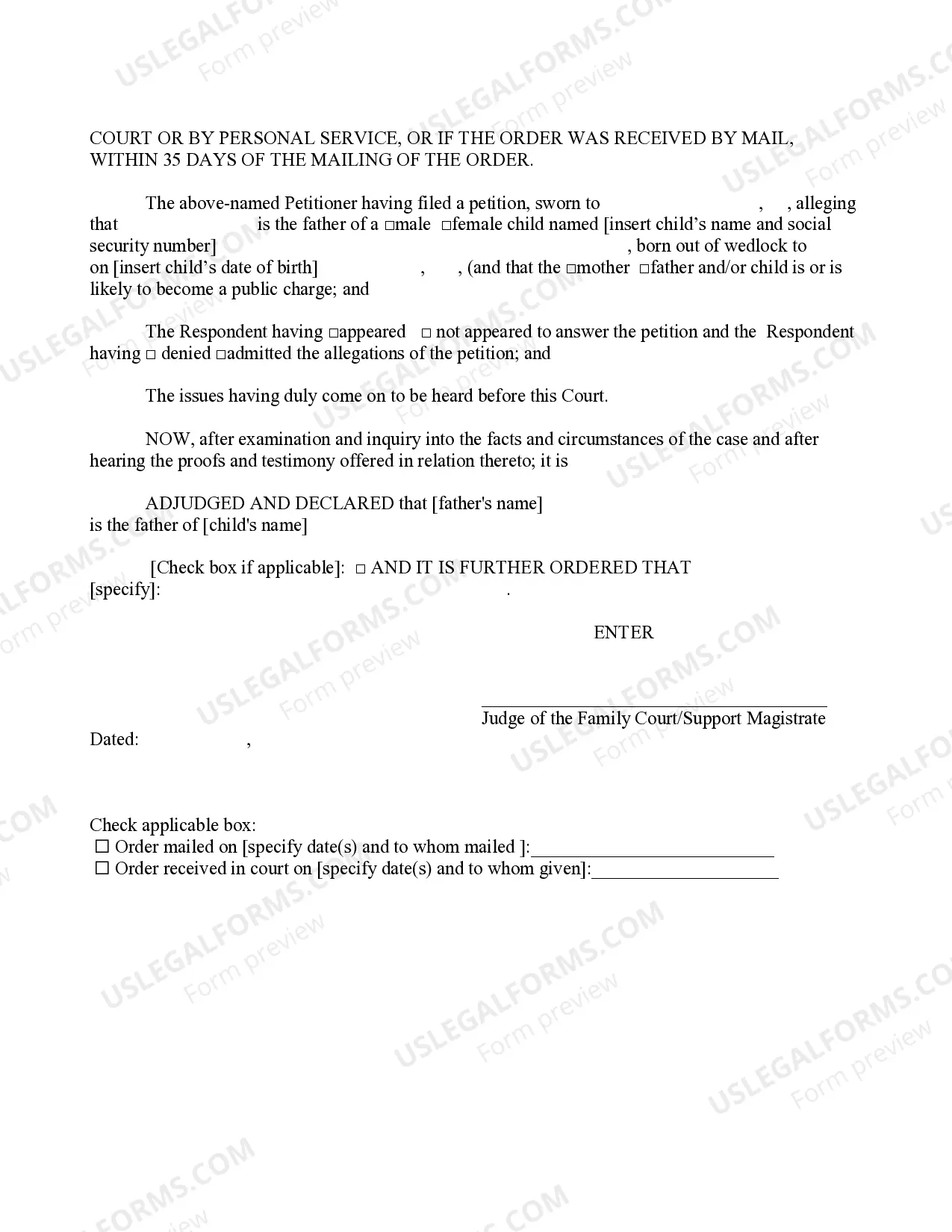 Preview Order of Filiation