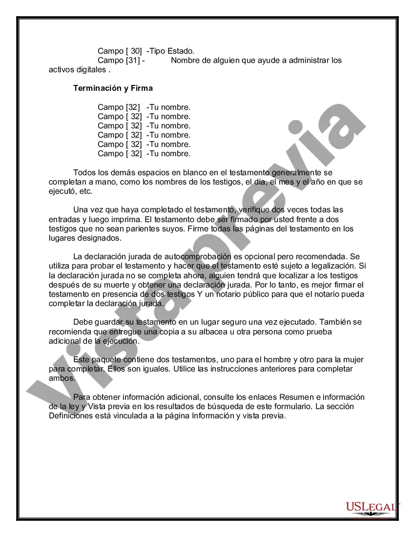 Preview Testamentos mutuos que contienen última voluntad y testamentos para personas solteras que viven juntas sin hijos