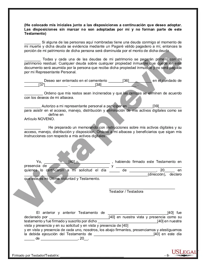 Preview Paquete de Testamentos Mutuos de Últimas Voluntades y Testamentos para Personas Solteras que conviven con Hijos Adultos