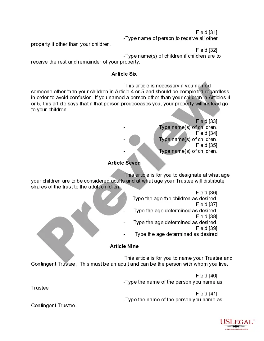 Preview Mutual Wills or Last Will and Testaments for Man and Woman living together, not Married with Minor Children