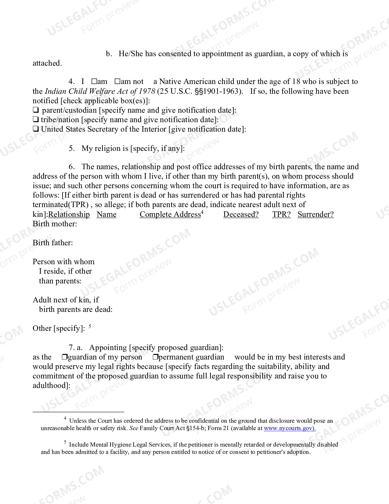 Preview Petition By Person Over 14 For Appointment of Guardian of Person Or Permanent Guardian