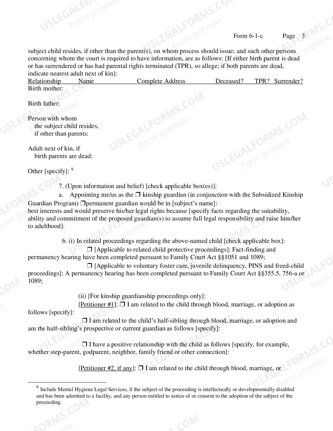 Preview Petition For Appointment As Kinship Guardian And-Or Permanent Guardian