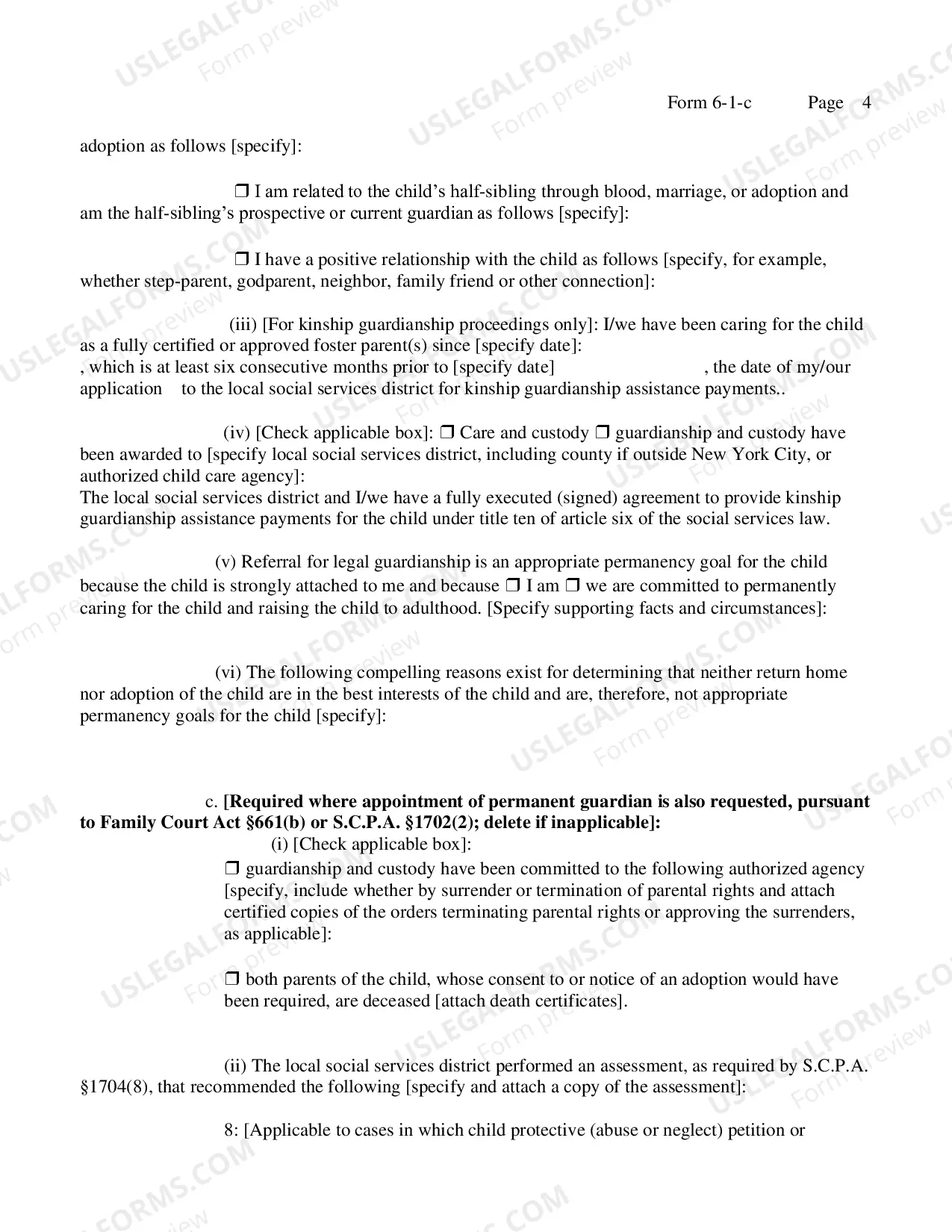 Preview Petition For Appointment As Kinship Guardian And-Or Permanent Guardian