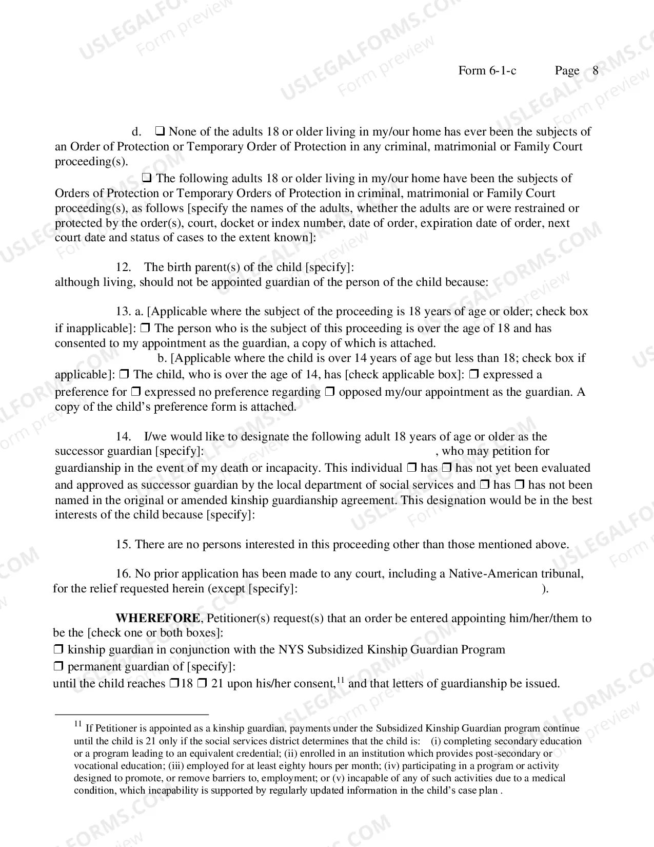 Preview Petition For Appointment As Kinship Guardian And-Or Permanent Guardian