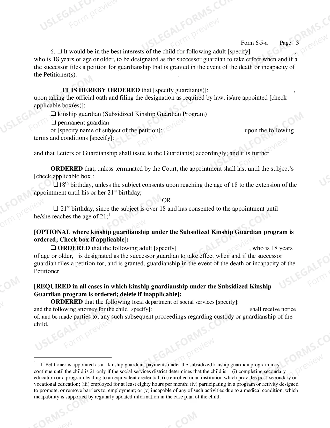 Preview Order Appointing Kinship Guardian And-Or Permanent Guardian