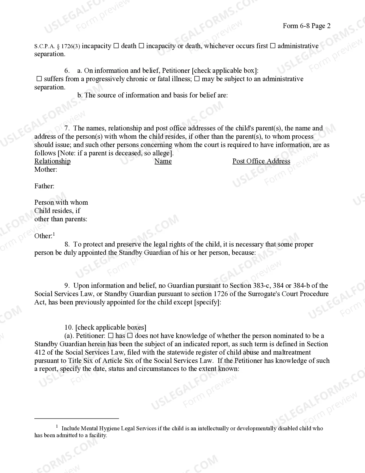 Preview Petition Appointment of Standby Guardian