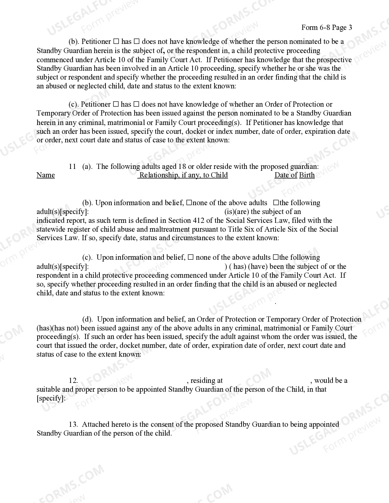 Preview Petition Appointment of Standby Guardian