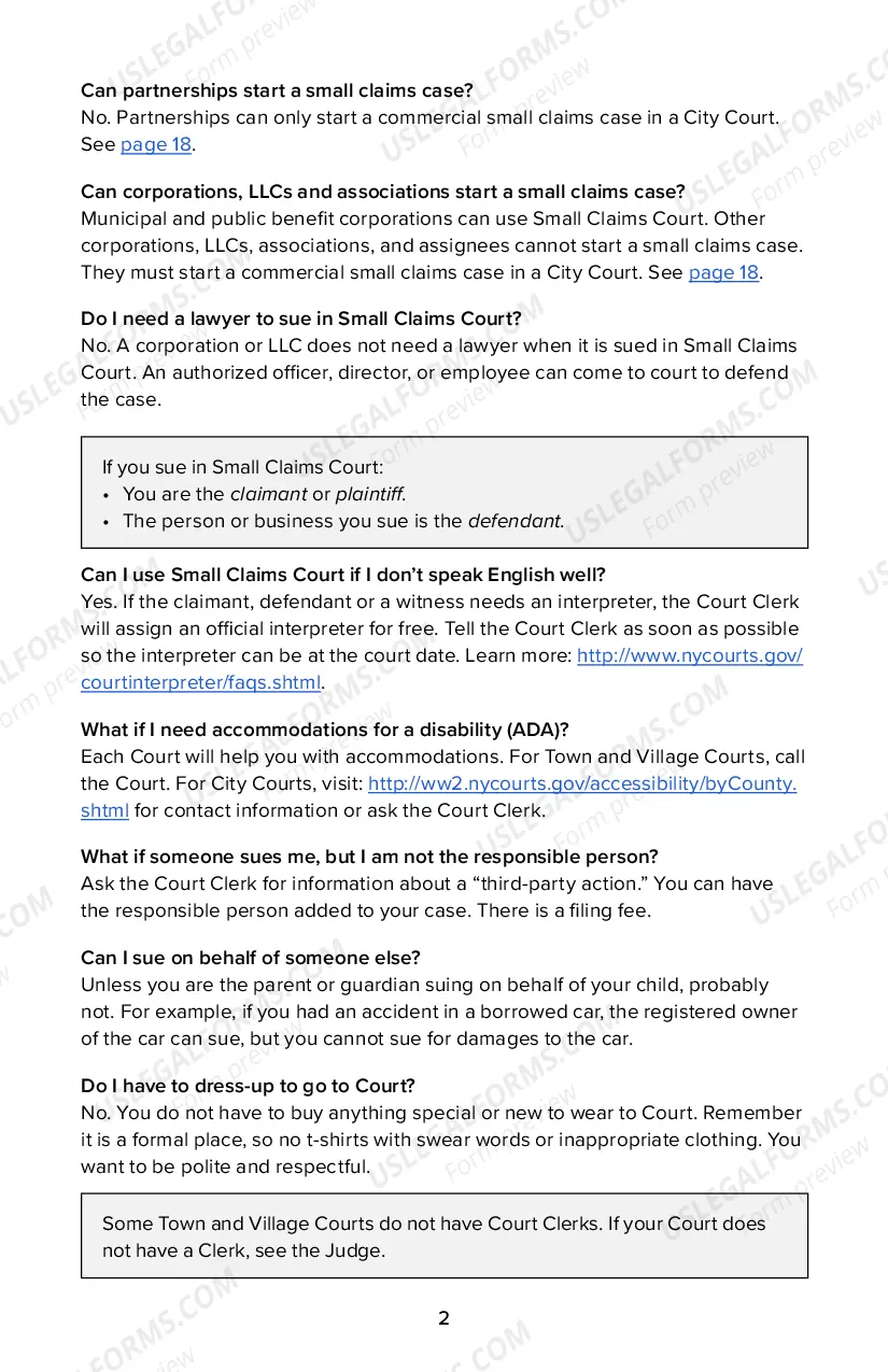 Preview Instructional Guide to Small Claims