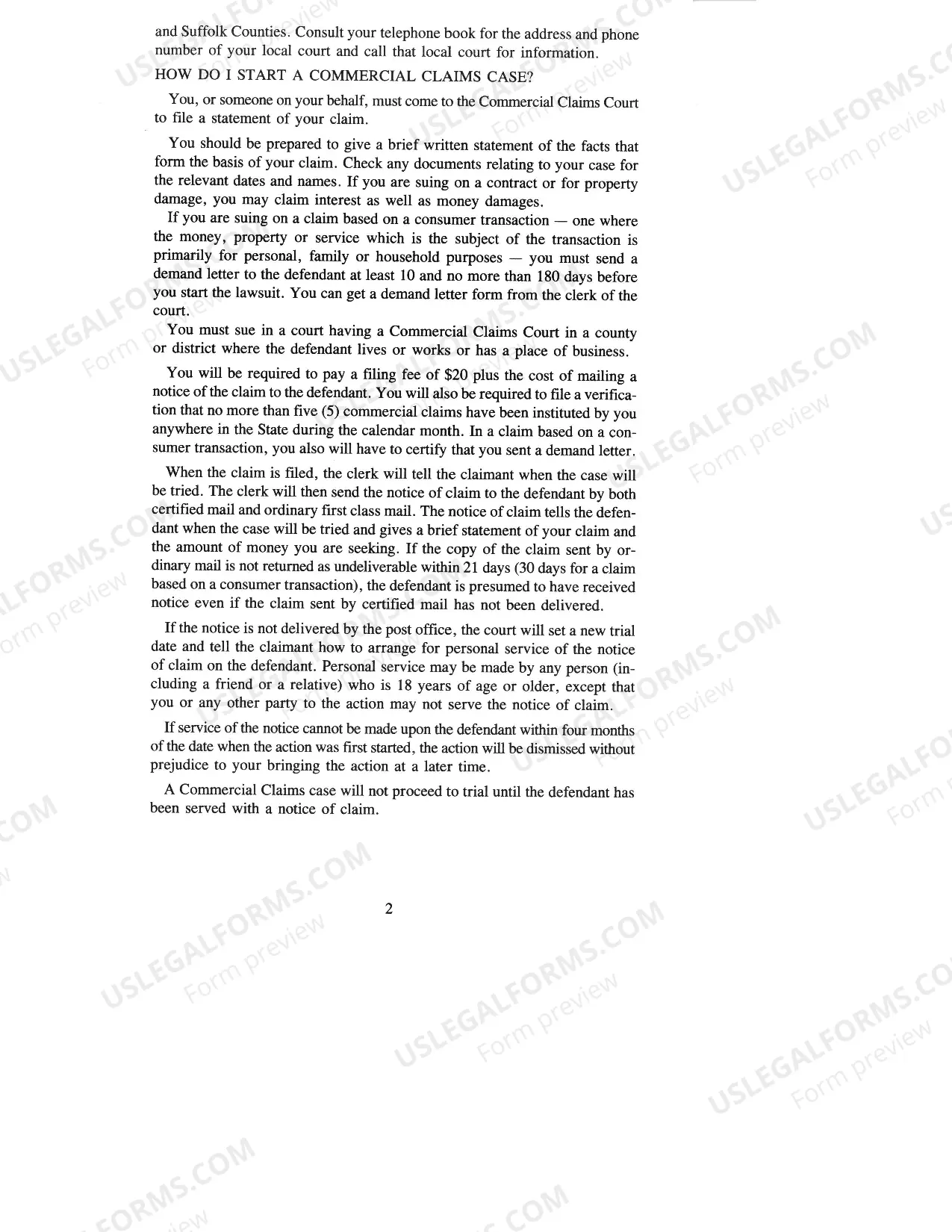 Preview Instructional Guide to Commercial Claims