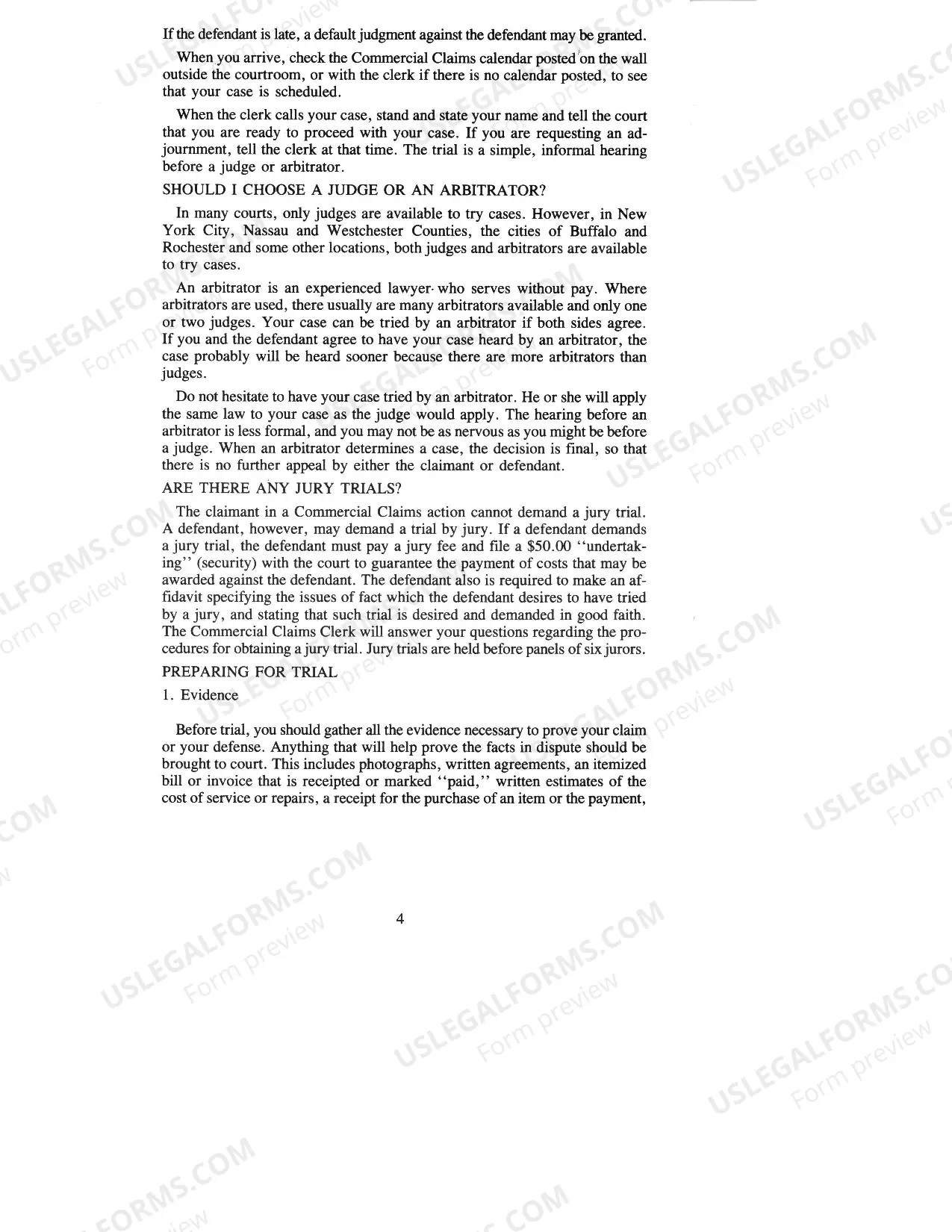 Preview Instructional Guide to Commercial Claims