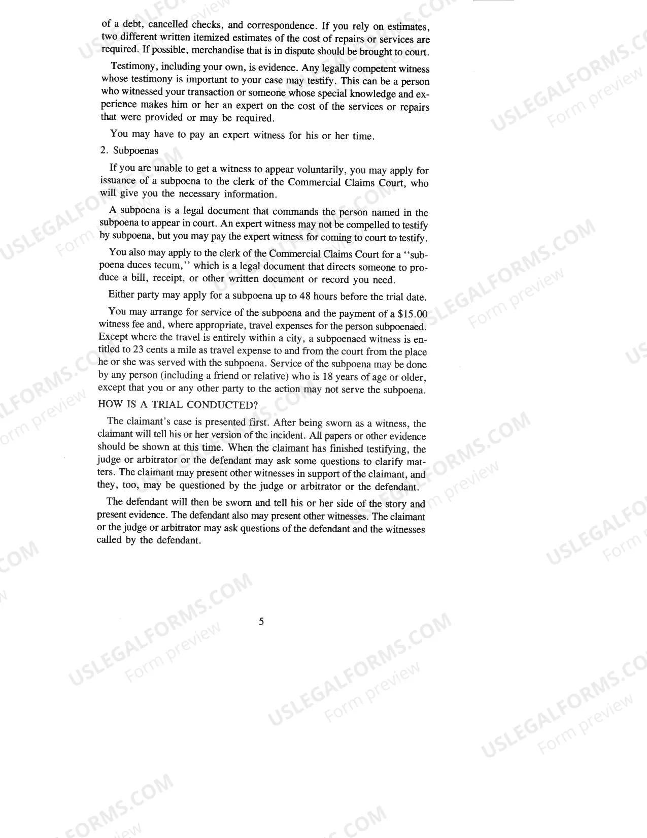 Preview Instructional Guide to Commercial Claims