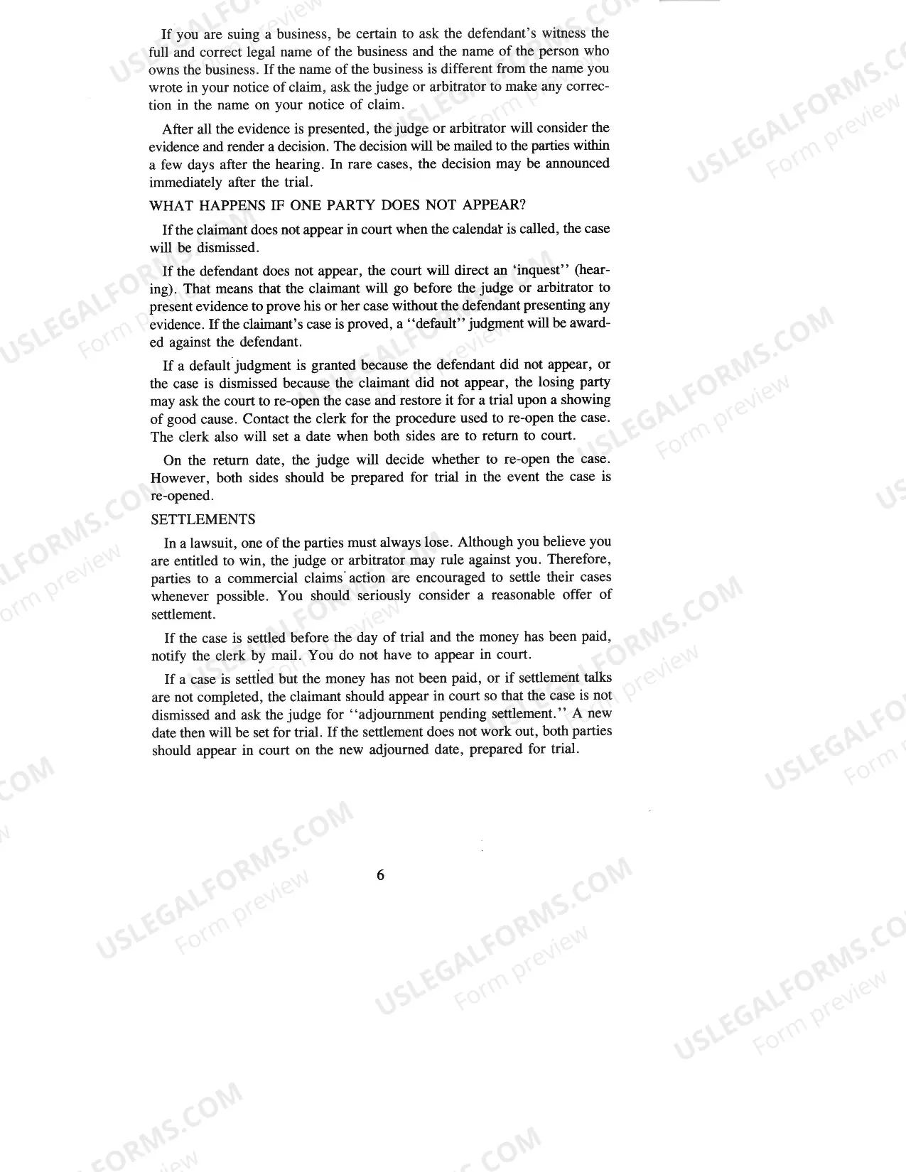 Preview Instructional Guide to Commercial Claims