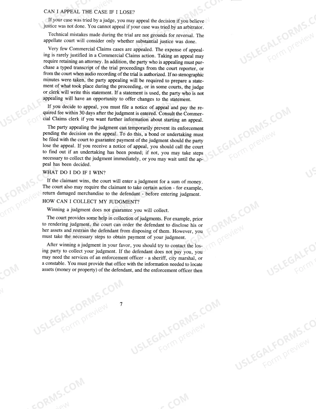 Preview Instructional Guide to Commercial Claims