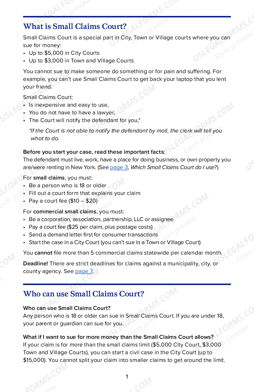 Preview Read more about Small Claims