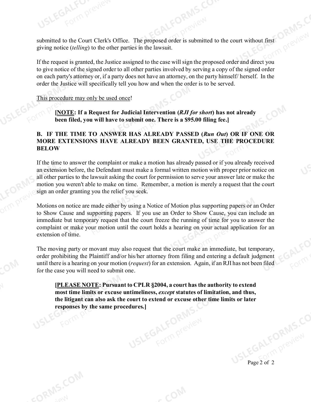 Preview Procedures to Extend Defendant's Time to Answer
