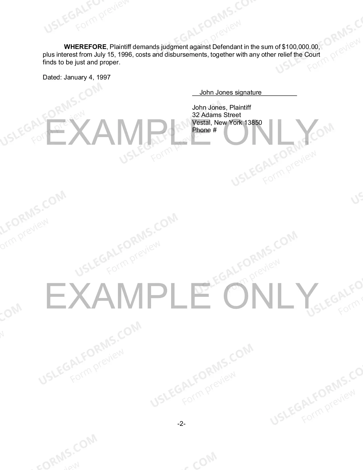 Preview Complaint (Example)