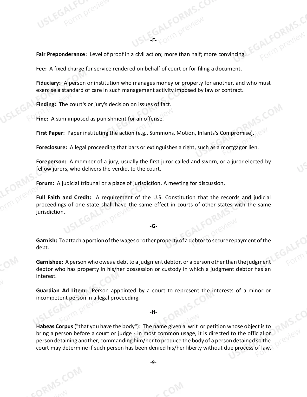 Preview Common Legal Terms