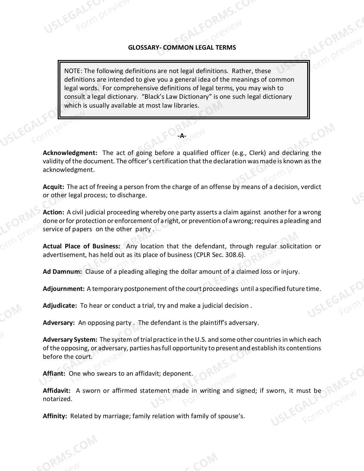 Preview Common Legal Terms