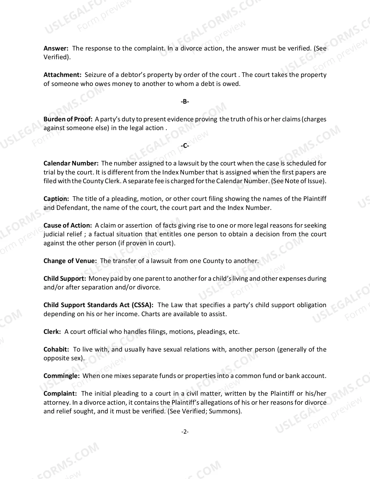 Preview Common Legal Terms - Matrimonial/Divorce Matters