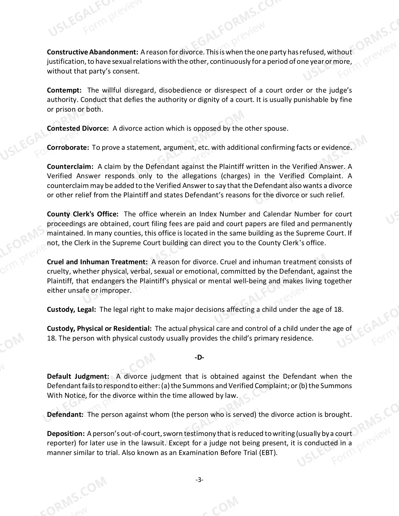 Preview Common Legal Terms - Matrimonial/Divorce Matters