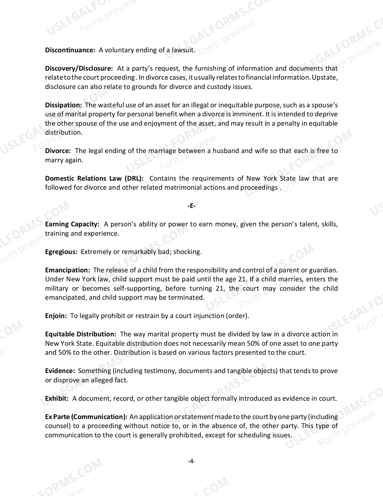 Preview Common Legal Terms - Matrimonial/Divorce Matters