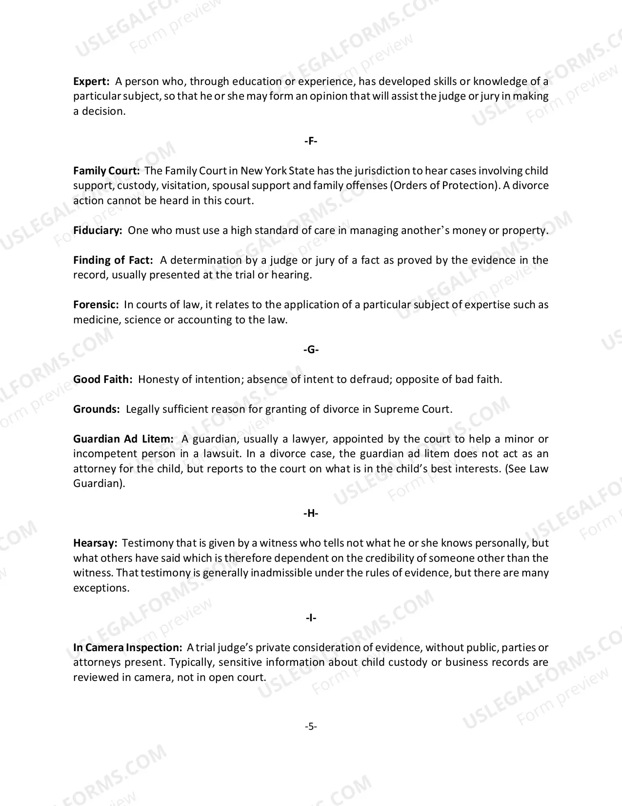 Preview Common Legal Terms - Matrimonial/Divorce Matters