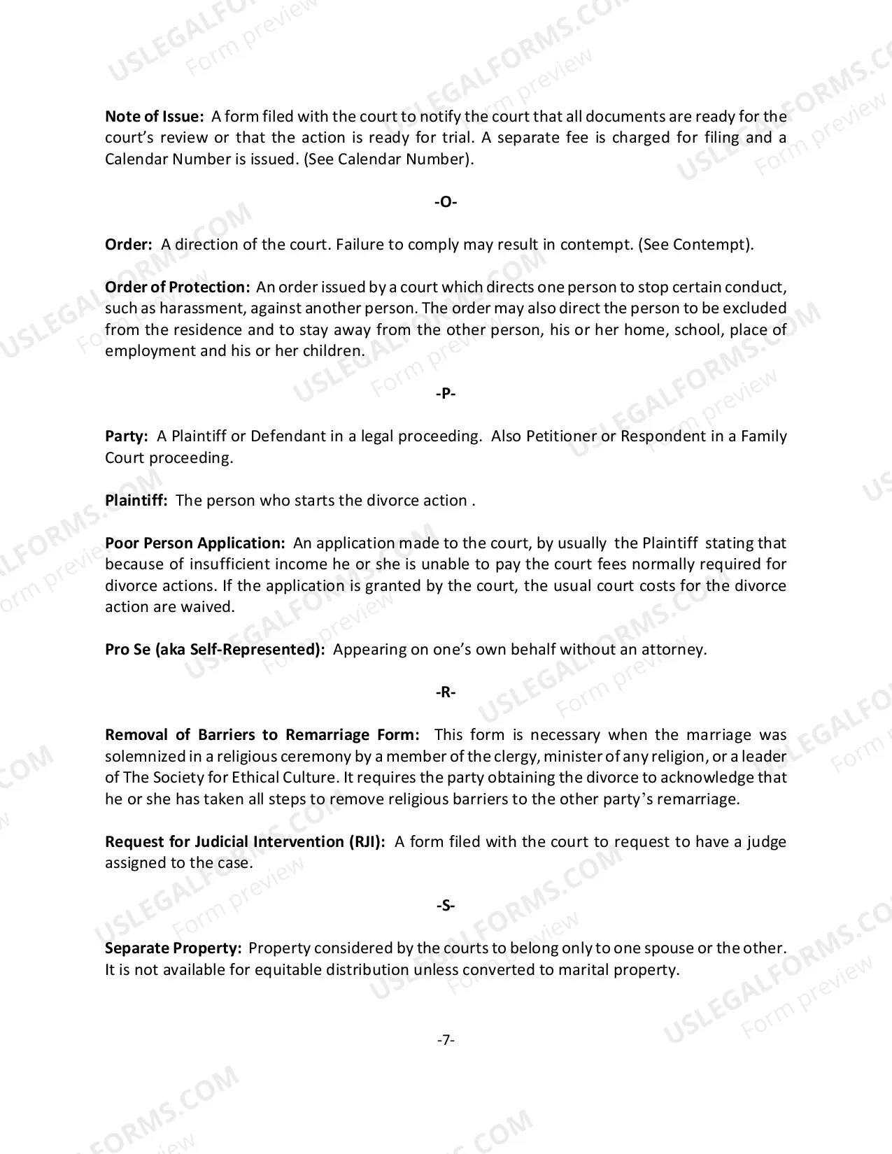 Preview Common Legal Terms - Matrimonial/Divorce Matters