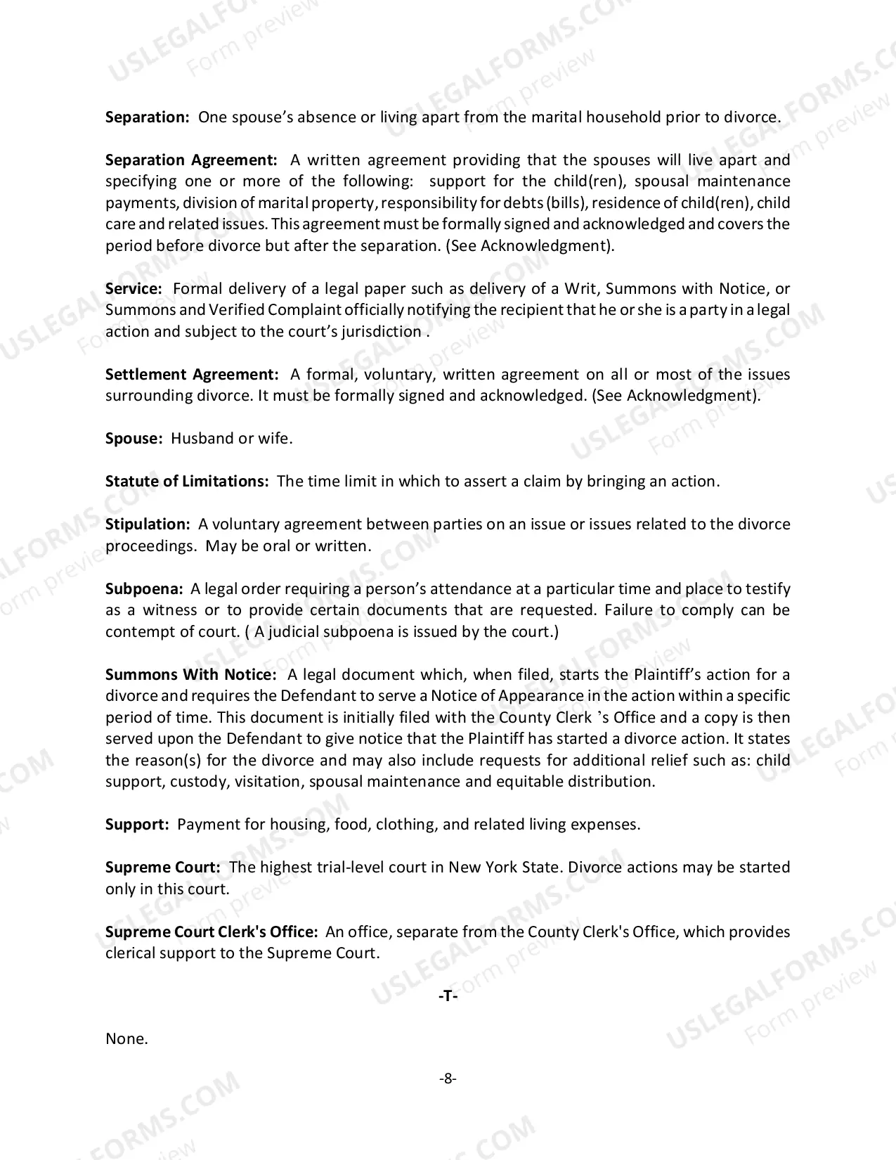 Preview Common Legal Terms - Matrimonial/Divorce Matters