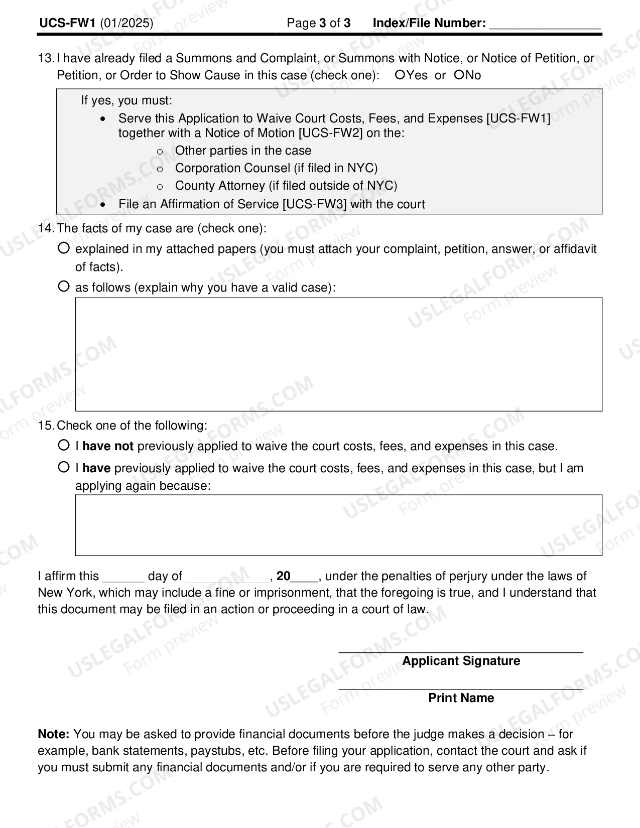 Preview Affidavit in Support of Application