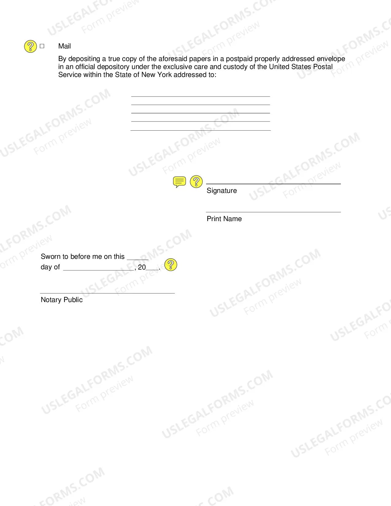 Preview Affidavit of Service (After Commencement)