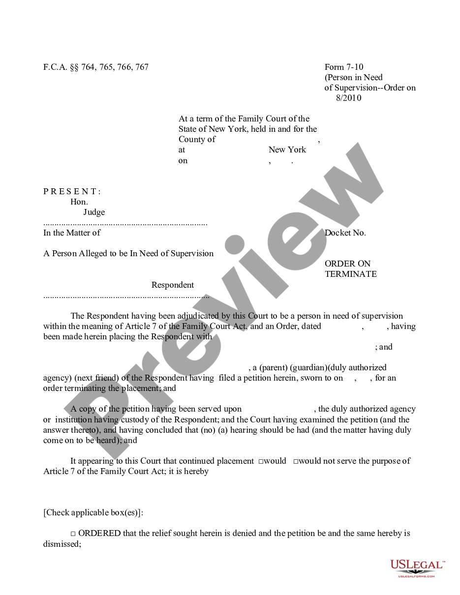 page 0 Order on Petition to Terminate Placement preview