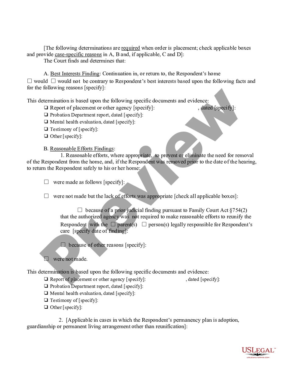 page 1 Order - Violation of Order of Disposition - Terms of Placement preview