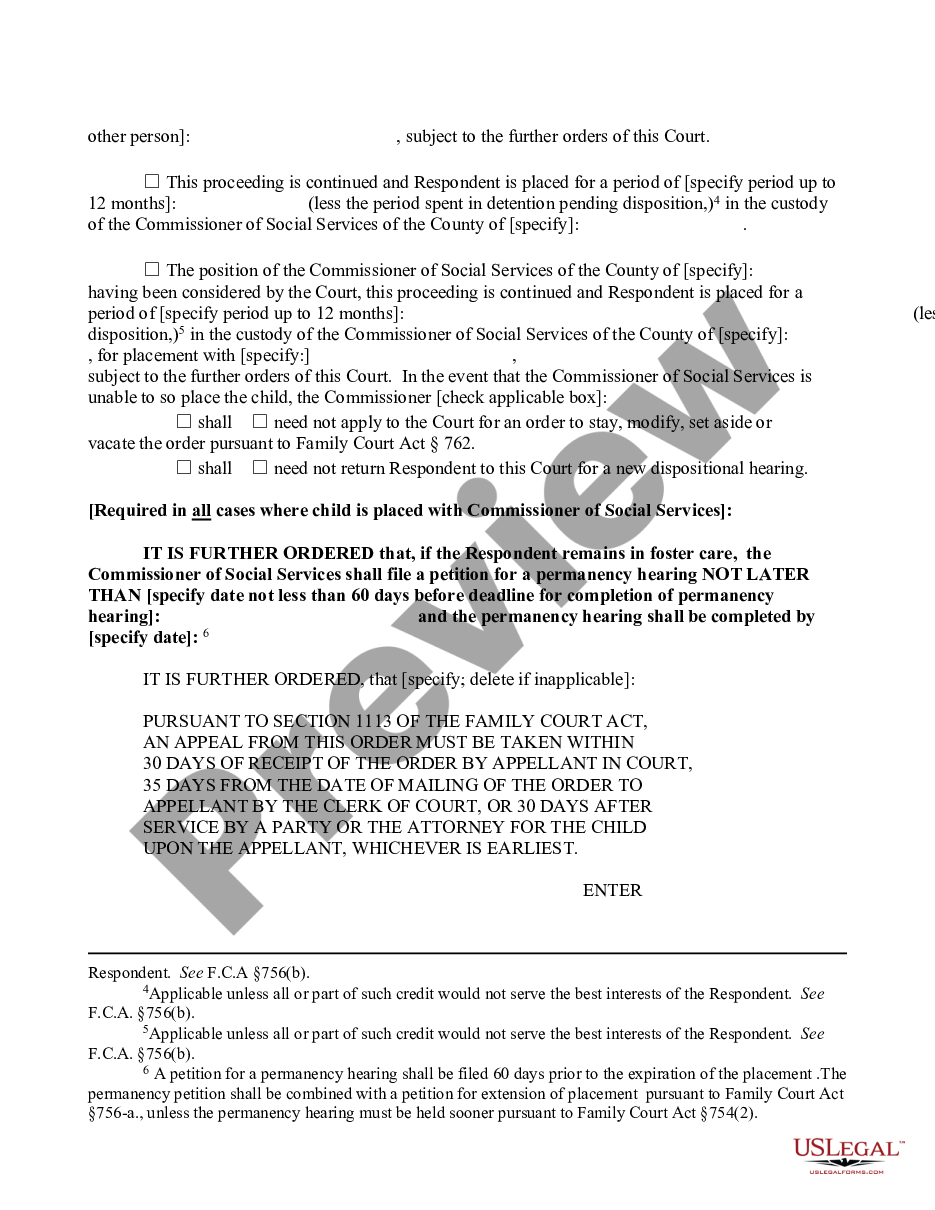 page 3 Order - Violation of Order of Disposition - Terms of Placement preview