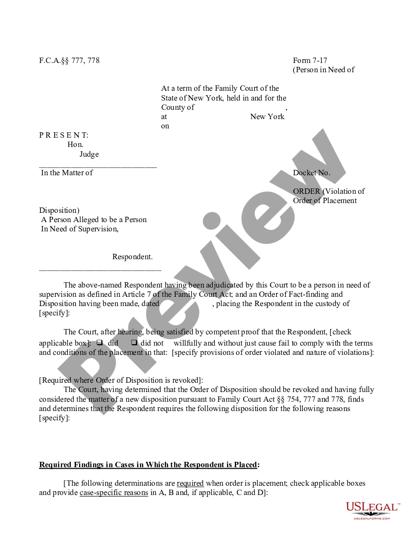 page 0 Order - Violation of Order of Placement Disposition preview