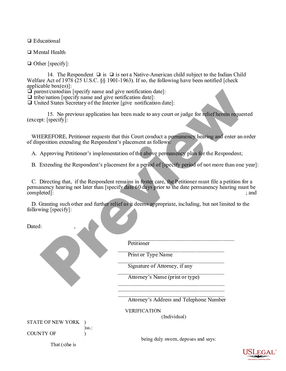 form Petition - Extension of Placement and Permanency Hearing preview
