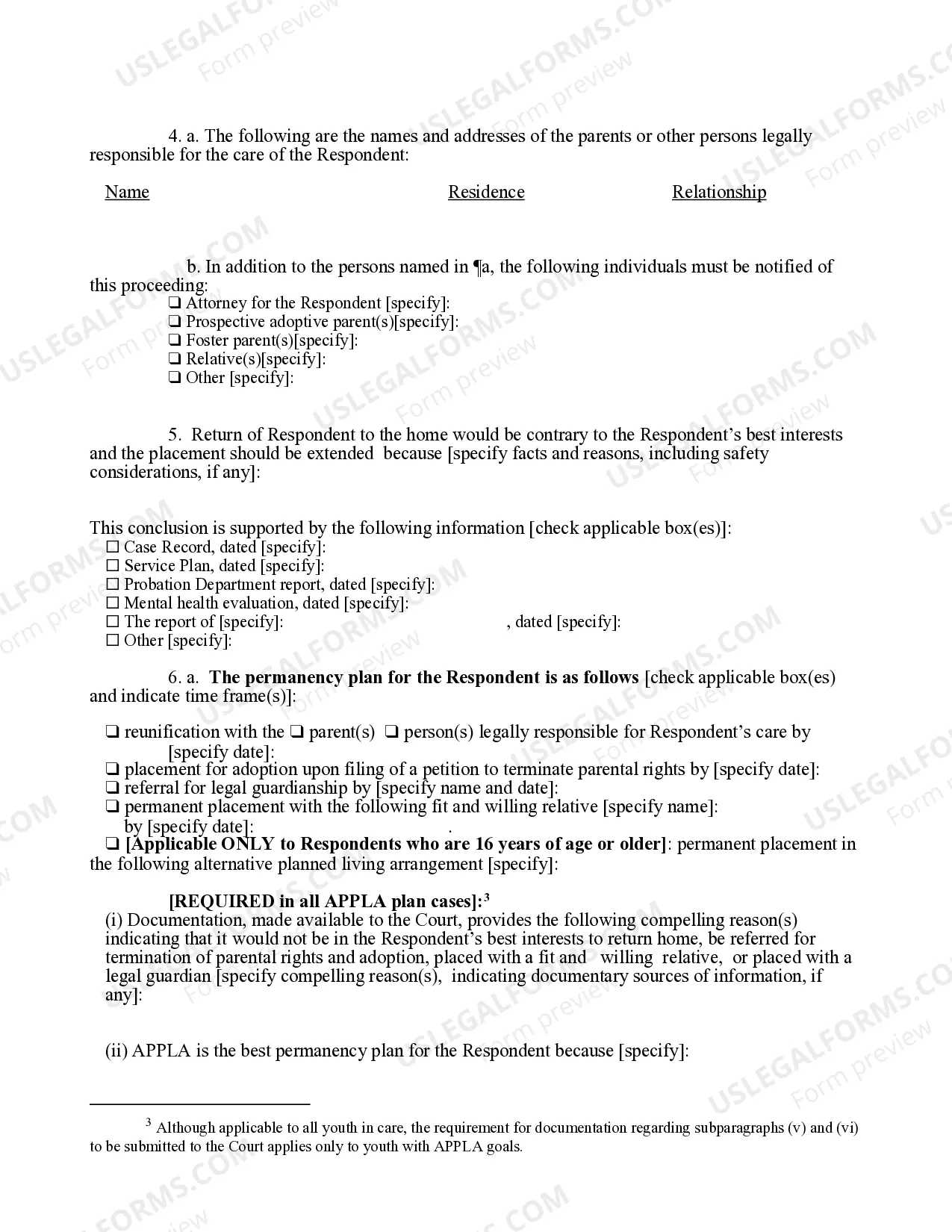 Preview Petition (Extension of Placement And Permanency Hearing)