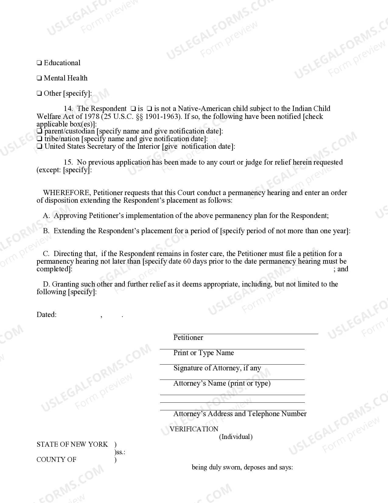 Preview Petition (Extension of Placement And Permanency Hearing)