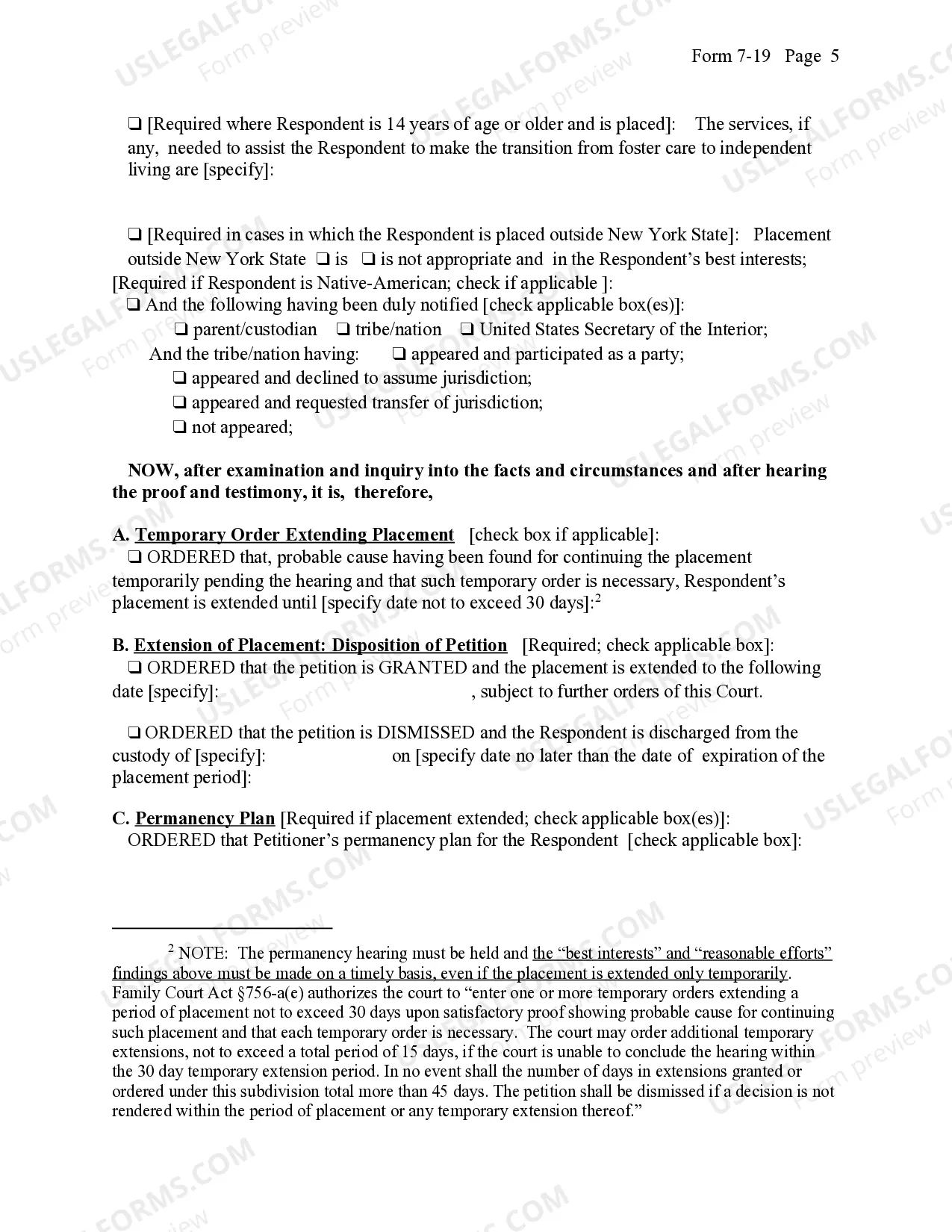 Preview Extension of Placement And Permanency Hearing Order