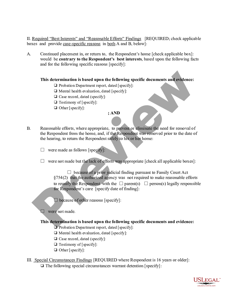 page 1 Order Directing Detention of Child - Post-Petition preview