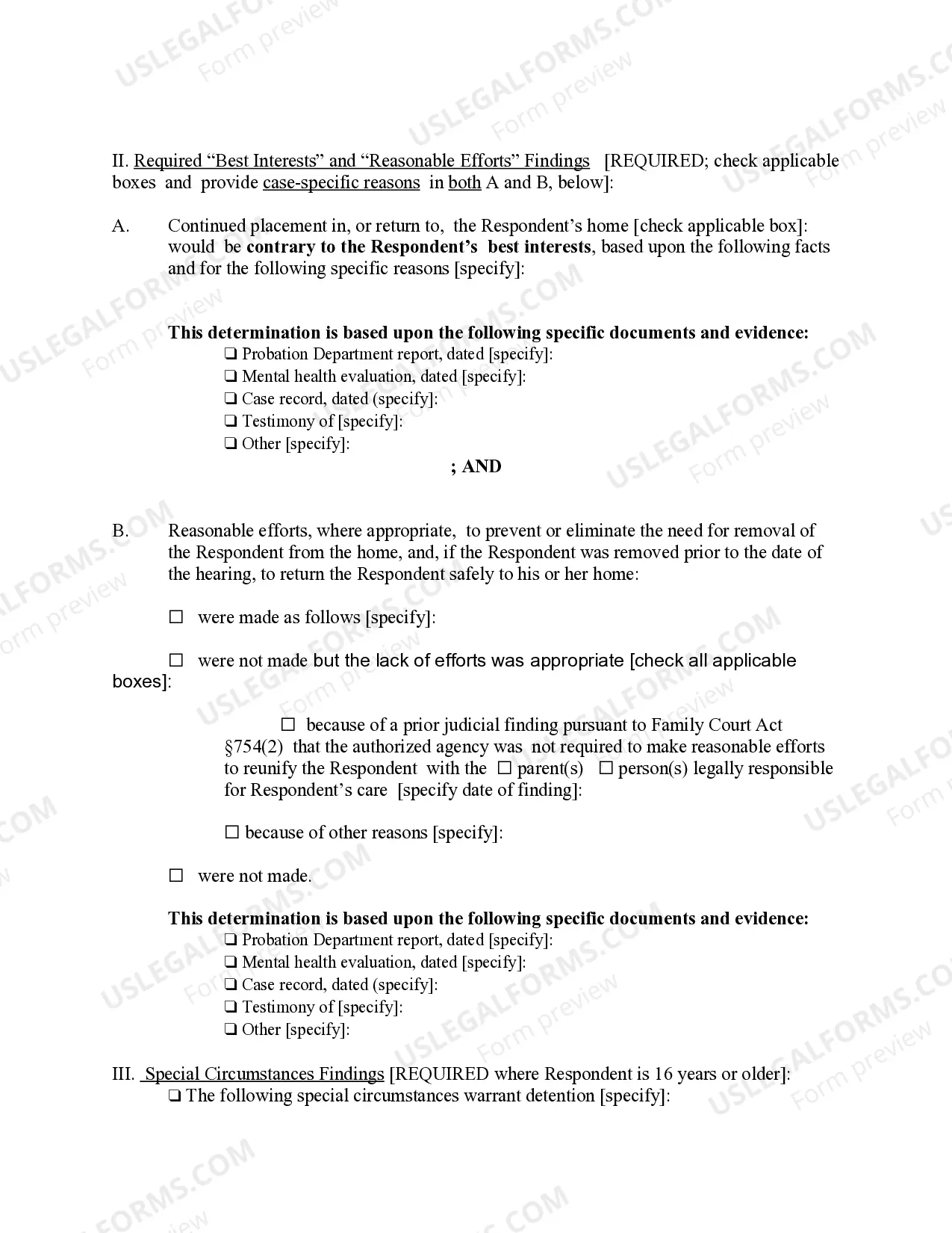 Preview Order Directing Detention of Child Post Petition