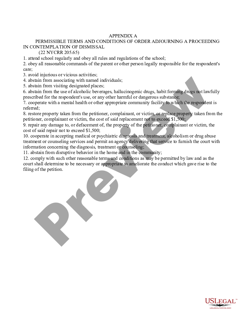 page 2 Order of Adjournment in Contemplation of Dismissal with Permissible Terms and Conditions preview