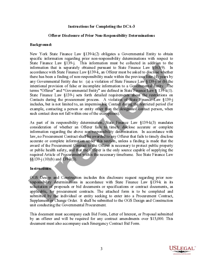 Preview Offerer Disclosure of Prior Non-Responsibility Determination