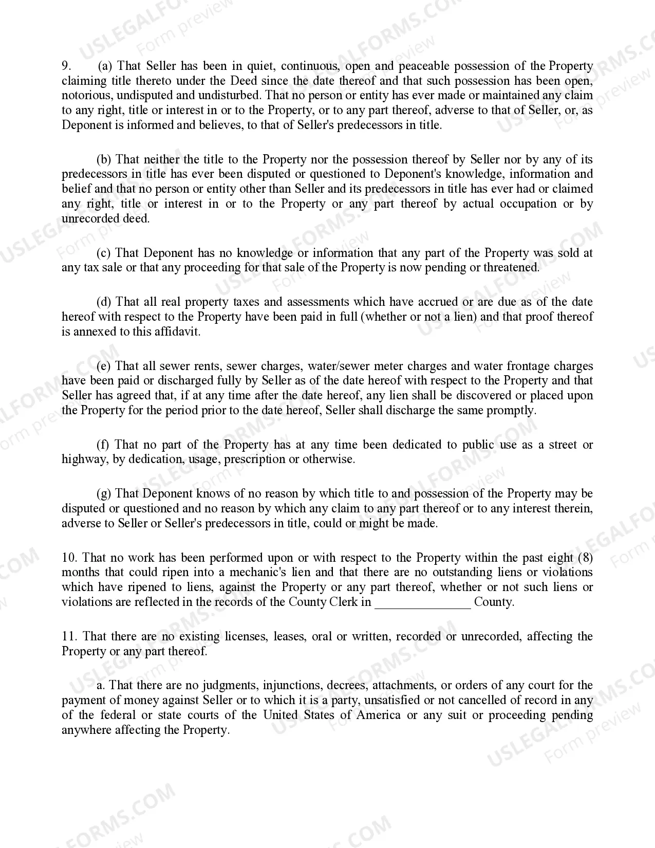 Preview LLC Affidavit of Title - New York