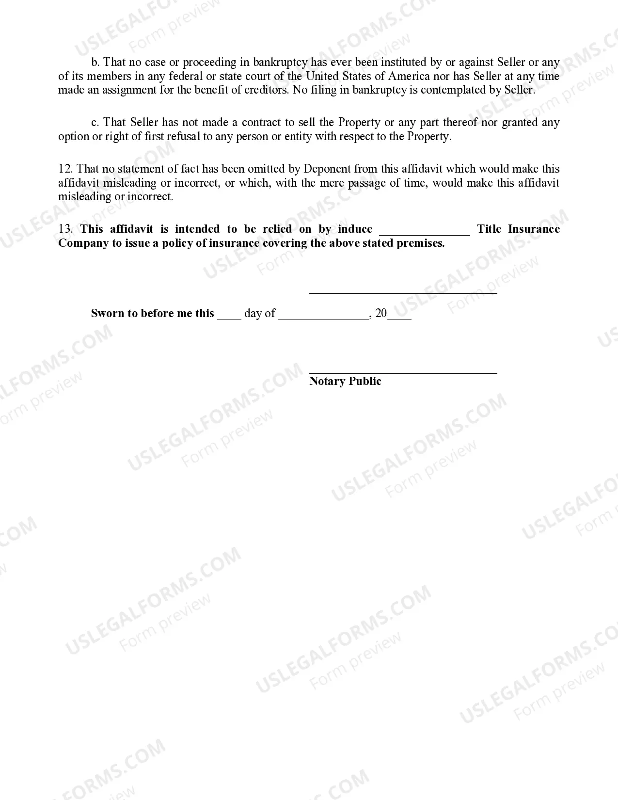 Preview LLC Affidavit of Title - New York