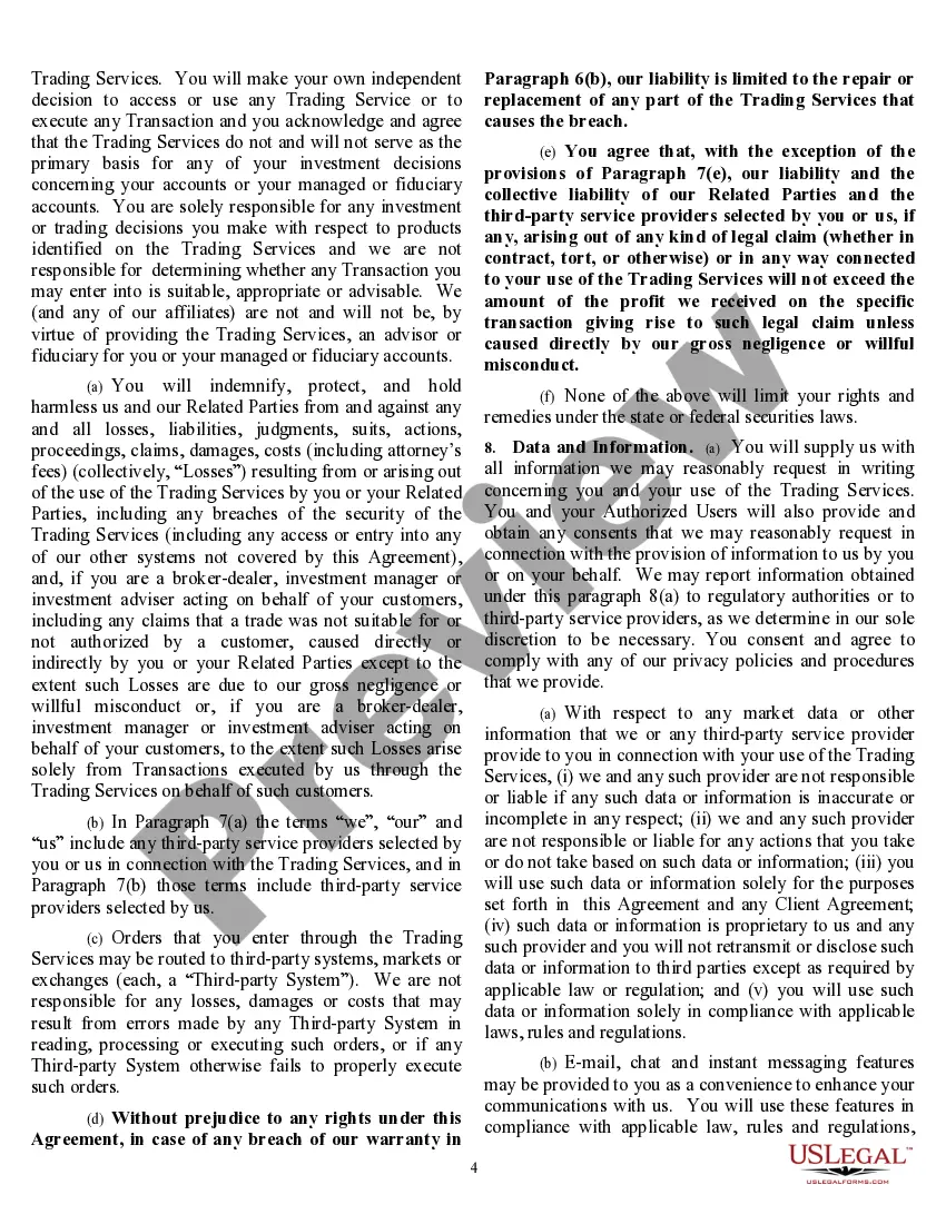 Preview Electronic Trading Agreement and Access Agreement for electronic trading services.