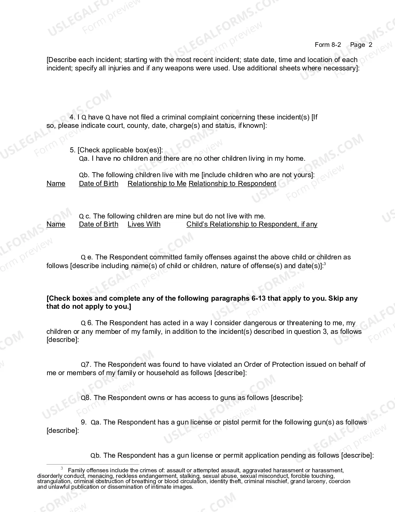 Preview Petition (Family Offense)