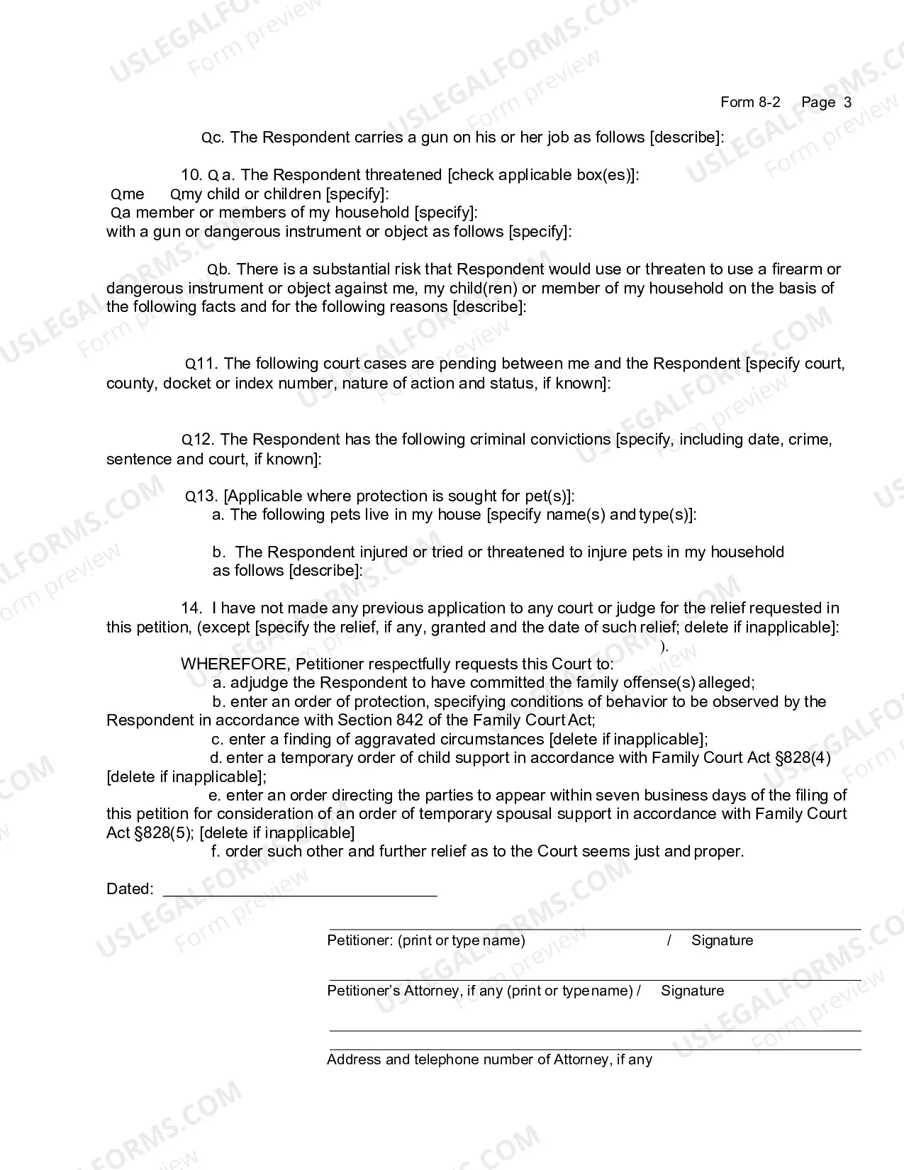 Preview Petition (Family Offense)